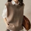 Split Design Sense Knitted Vest Retro Round Neck Versatile Outer Wear Thin Vest Sleeveless Vest Sweater Women
