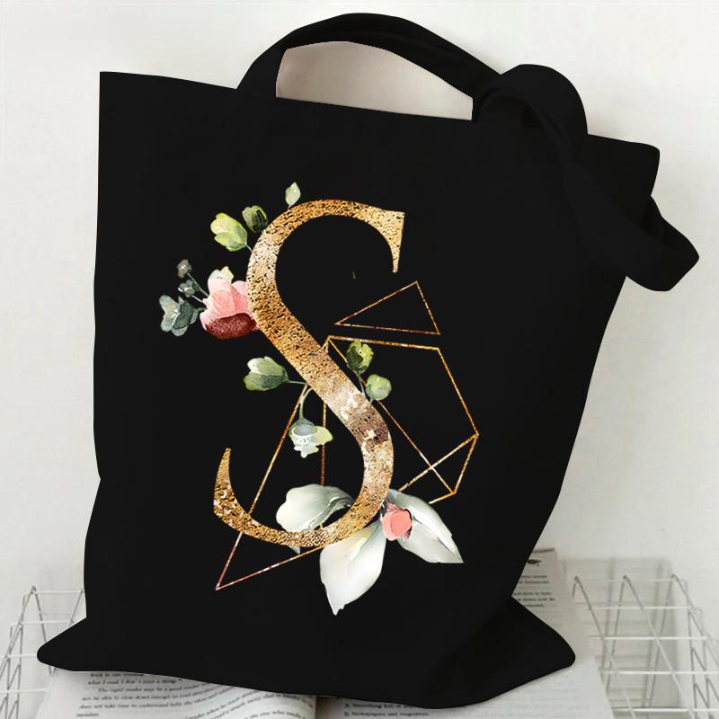 Print Canvas Bag Women's Shoulder Bag Fashion Floral Letter Ladies Hand Bags Alphabet Tote Bag