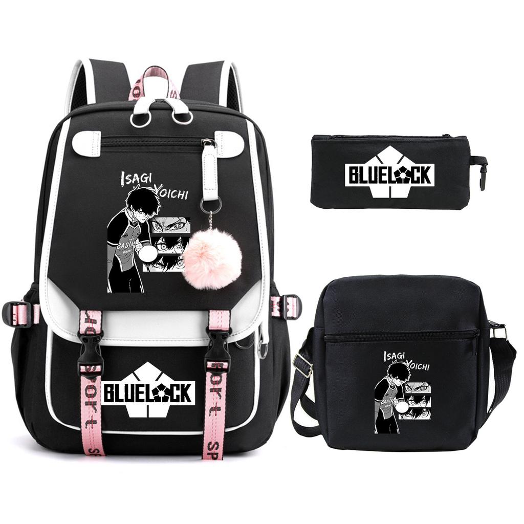 Trend Campus Primary And Secondary School Students Schoolbag Blue Prison Periphery Animation Backpack Pencil Bag
