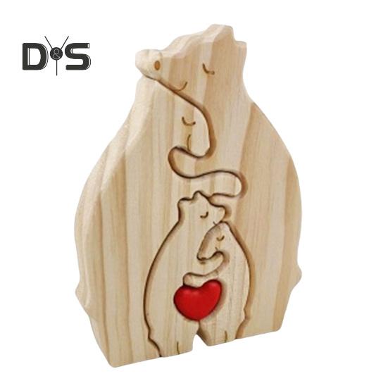 

Персонализированная деревянная головоломка с медведем и фамилией от 2 до 7, деревянная головоломка с медведем, настольная фигурка, индивидуальная скульптура с фамилией для молодых родителей B