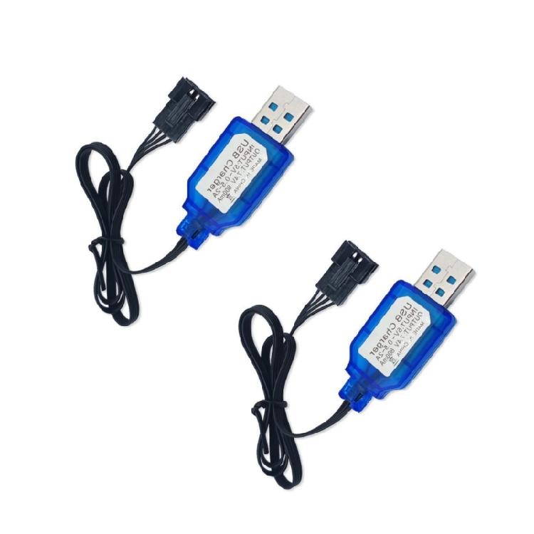 USB Charger Cable SM2.0 2P Connectors for 7.2V 250mA NiMH NiCD Batteries with LED Indicator and Safe Charging
