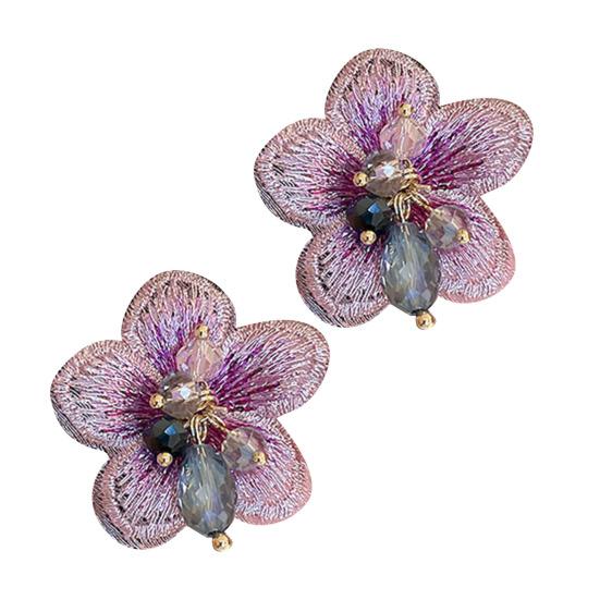1 Pair Stud Earrings Sparkling Bright Lightweight Ear Studs Flower