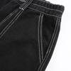 Pantaloni Cargo Streetwear Urbani, Pantaloni a Gamba Dritta Larghi a Vita Alta con Tasche Multiple, Jeans Neri Casual da Donna