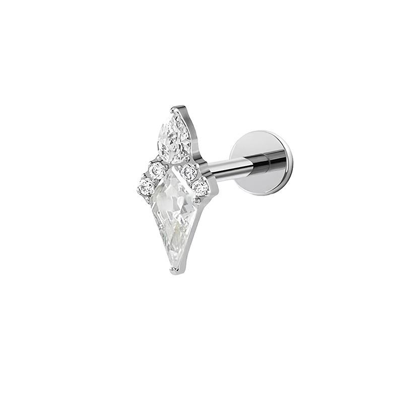 Titanium Alloy Rhombus Zirconium Ear, Lip, and Tongue Piercing Studs