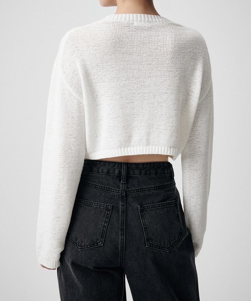 MUSINSA STANDARD WOMAN Women'S Flat Yarn Crop Knit [White]
