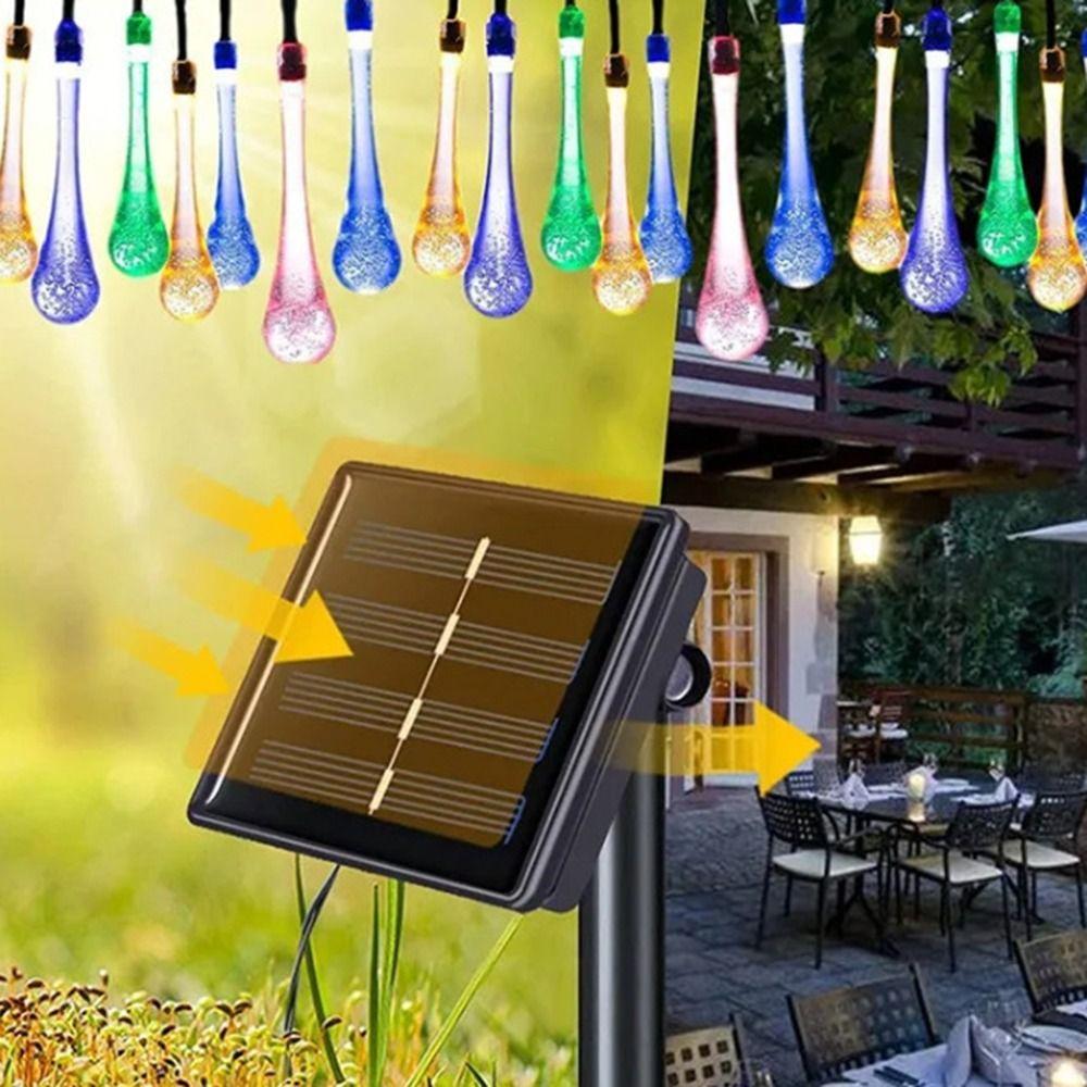 Water Drop LED Solar String Lights Waterproof Xmas Tree Lights  Home