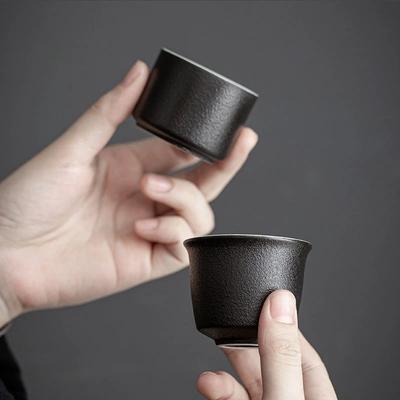Black Ceramic Teacup Handmade Porcelain Tea Cup  Tea Accessories Home Master Cup Portable Tea Set Meditation Cup
