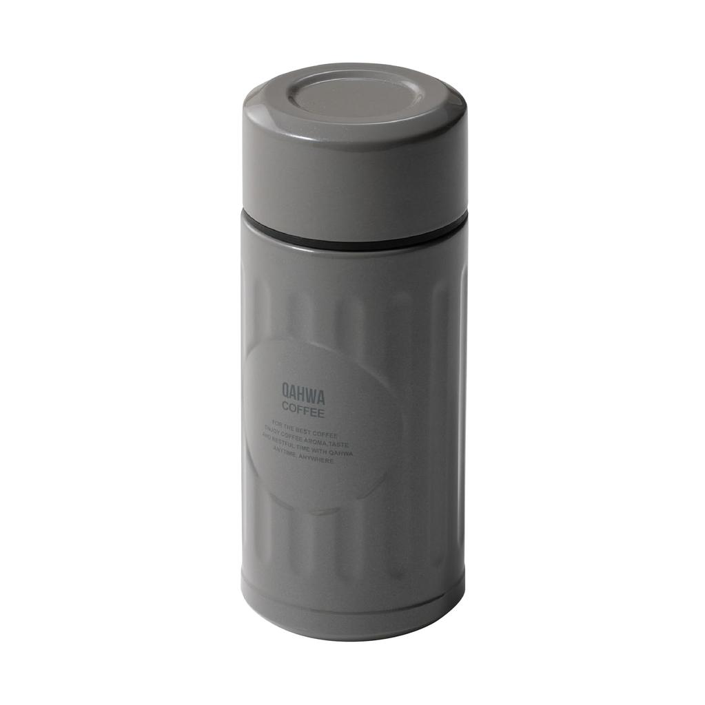 QAHWA Coffee Bottle 200ml Greige Direct Drinking Vacuum Insulated Double Layer Teflon Coating On the Inside Enjoy the Taste and Aroma of Coffee QAHWA