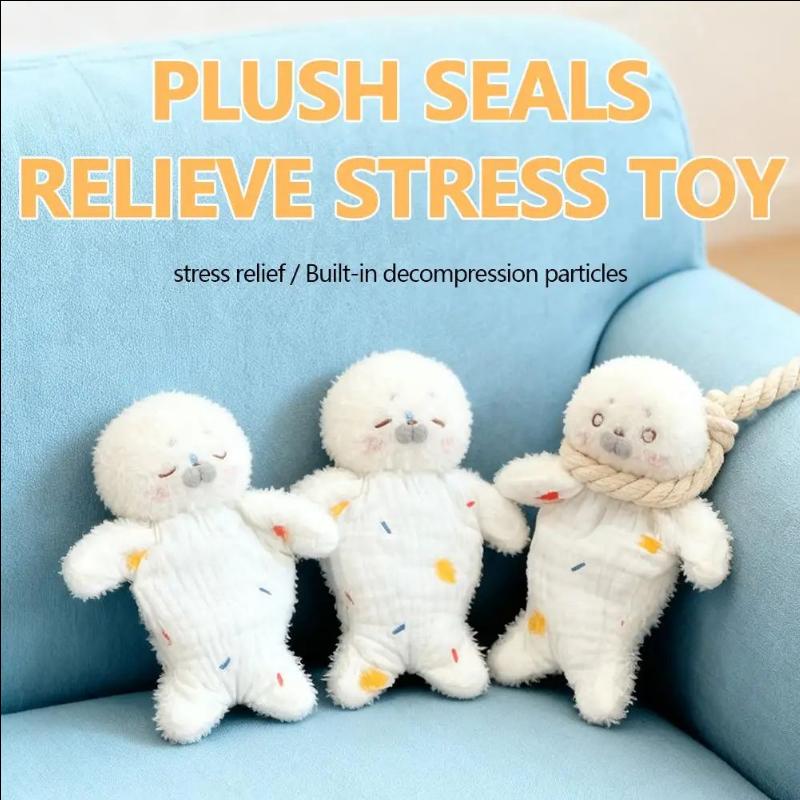 Stress Relief Plush Toy Cute Seal Bean Bag With Hanging Rope Funny Sensory For Stress Relief & Kids