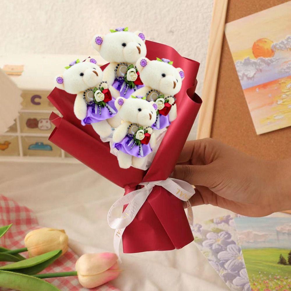 

Dressed Bear Plush Foam Toys Plush Animal Cartoon Bouquet Doll Valentine s Day рожевий