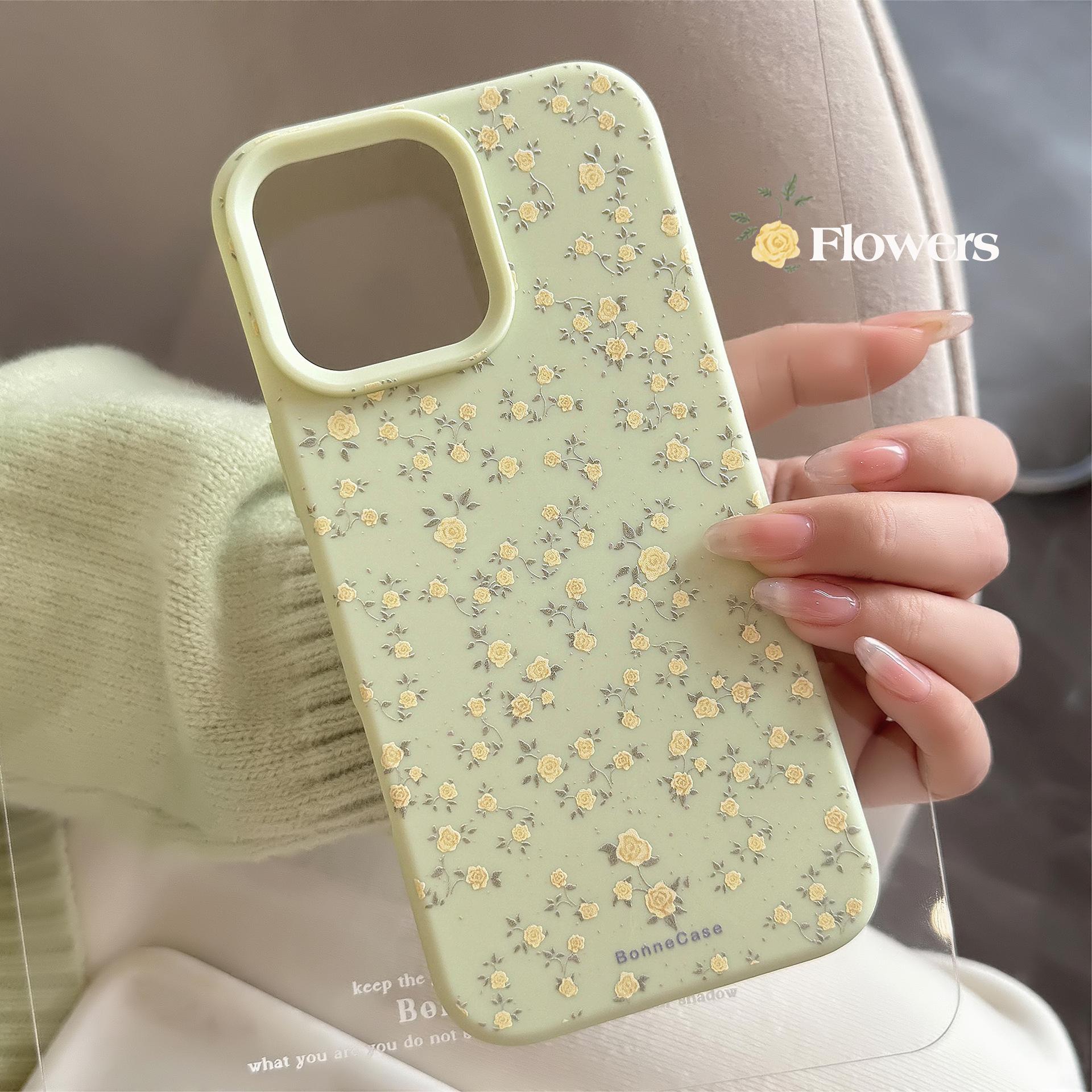 

Yellow Small Floral Suitable for Apple 17 Mobile Phone Case 15promax Small Fresh Iphone16 Temperament 13 Silicone 11 12pro max(6.7)