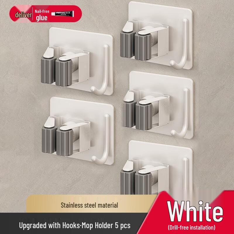 Wall-Mounted Mop and Broom Holder Clip