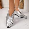 Mode 2025 Neue Schuhe für Damen Retro Damen Slipper mit eckiger Zehenpartie Loafer Damen V-Ausschnitt Flachmündig Mode Niedrige Absätze Einzelne Schuhe