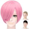 Peruka Cosplay Eden, Premium, Gładki Krótki Bob, Jasnoróżowa, WIG6110
