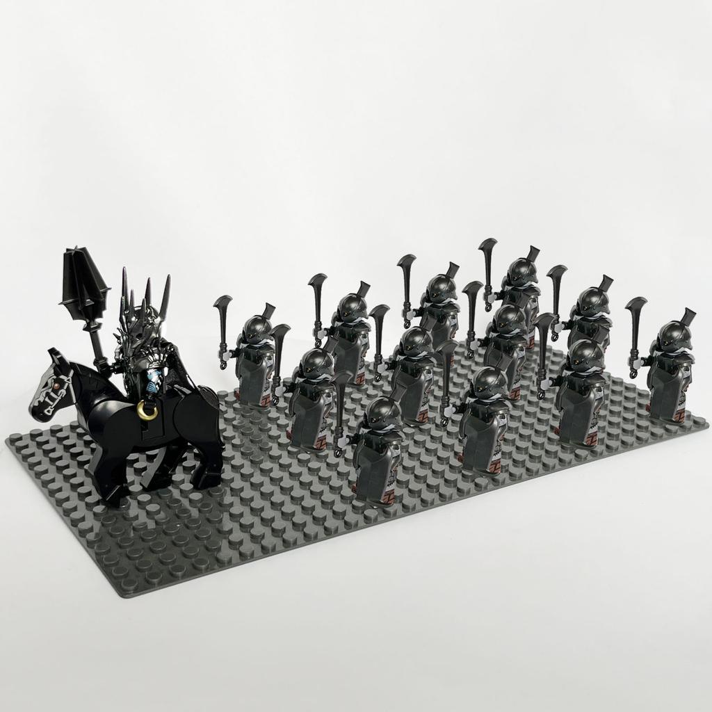 13pcs Medieval Soldiers Lord Sauron Witch-king of Angmar Shadow Orcs Strong Uruk-hai  Minifig Building Block Toys for Kids