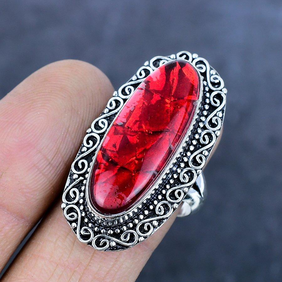 Garnet Gemstone 925 Sterling Silver Jewelry Ring Size 9.5
