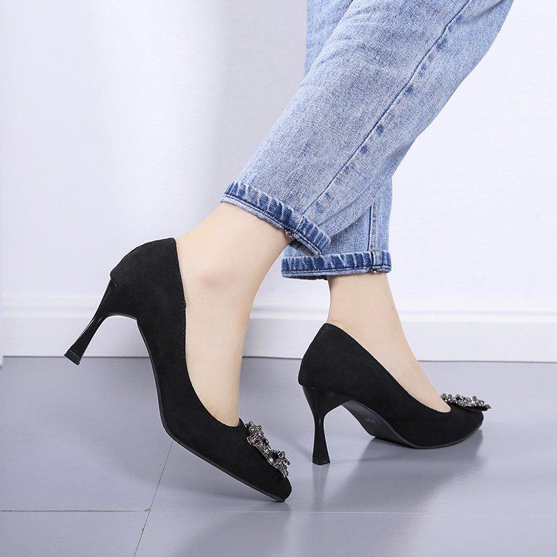 Fashion 2024 New Style Women's High Heels Elegant Sexy Niche Versatile Fine Track Solo Shoe Summer Rubber Upper Work Shoe