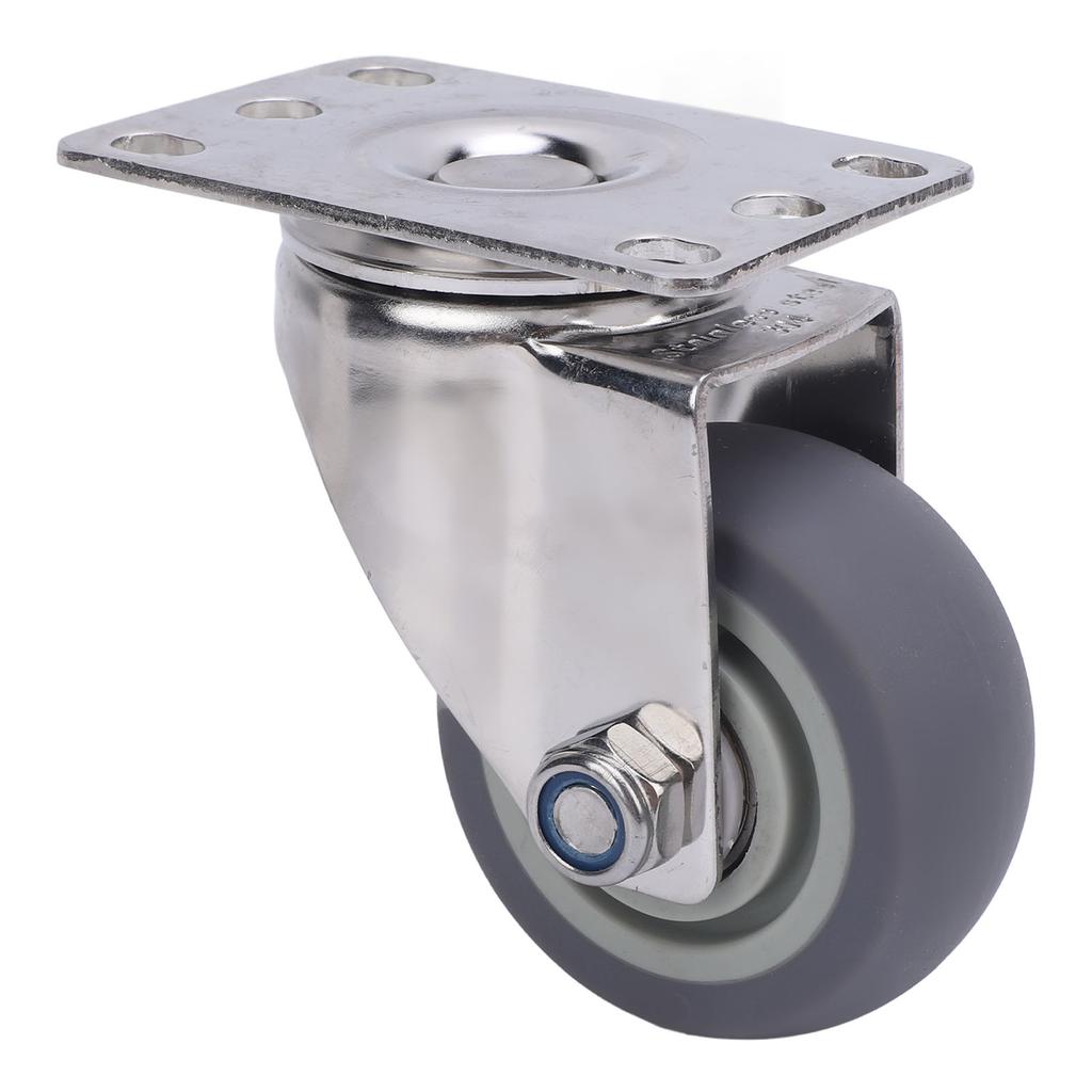 3 Inch Caster 304 Stainless Steel Plate TPR Wheel Quiet Rotating Universal Caster for Cart Furniture Workbench