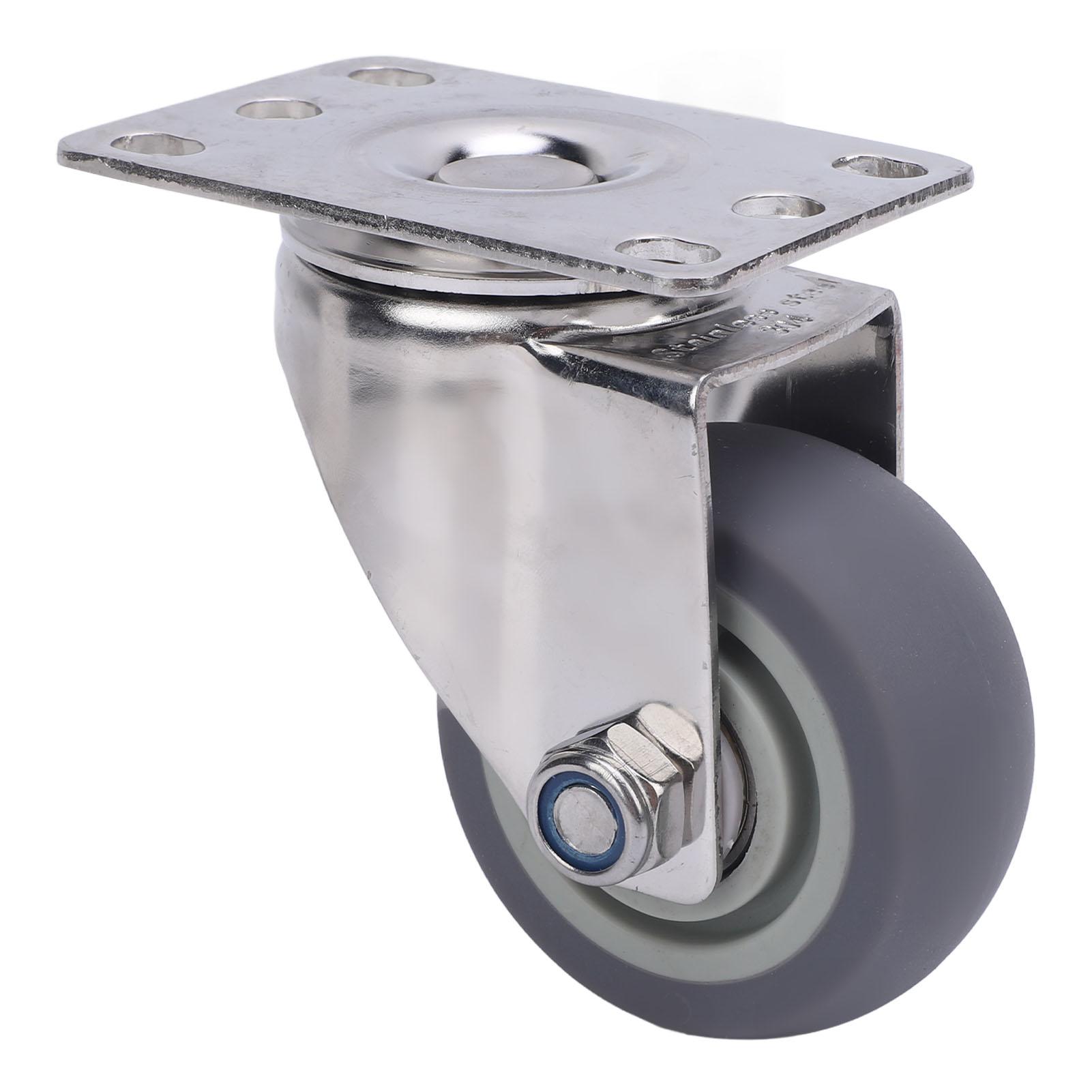 

3 Inch Caster 304 Stainless Steel Plate TPR Wheel Quiet Rotating Universal Caster for Cart Furniture Workbench