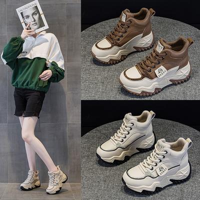 9921 Leather High-top Shoes New Versatile Spring and Autumn Platform Sports Casual Black Retro Shoes