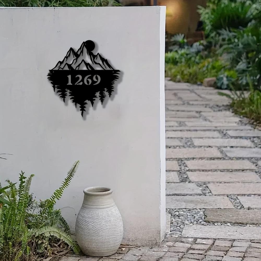 Metall Berg Wandkunst, Benutzerdefiniertes Hausnummernschild, Innen Außen Dekor, Personalisiertes Geschenk