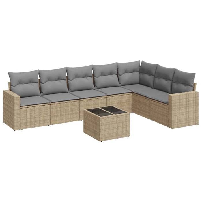 VidaXL Garden Lounge Set with Cushions 8 Pcs Beige Braided Resin 3251396