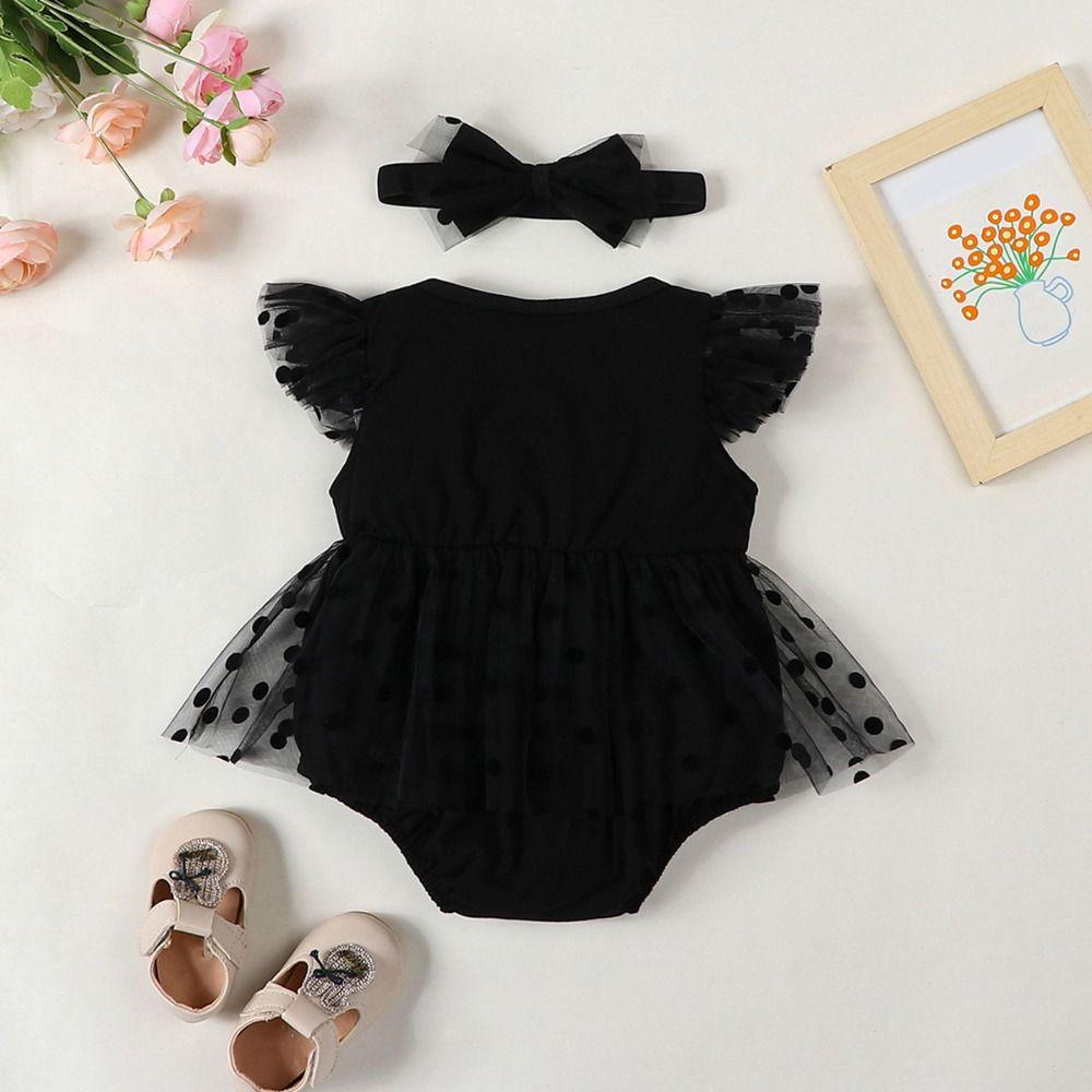 Lace Mesh Baby Girl Bodysuit Bubble Infant Dress with Headband  Photography Clothing
