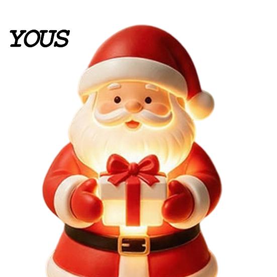 Santa Claus Night Light Figurine with Warm LED Light, Christmas Glowing Tabletop Creative Xmas Home Ornament Decor, Holiday Desktop for Bedroom Office