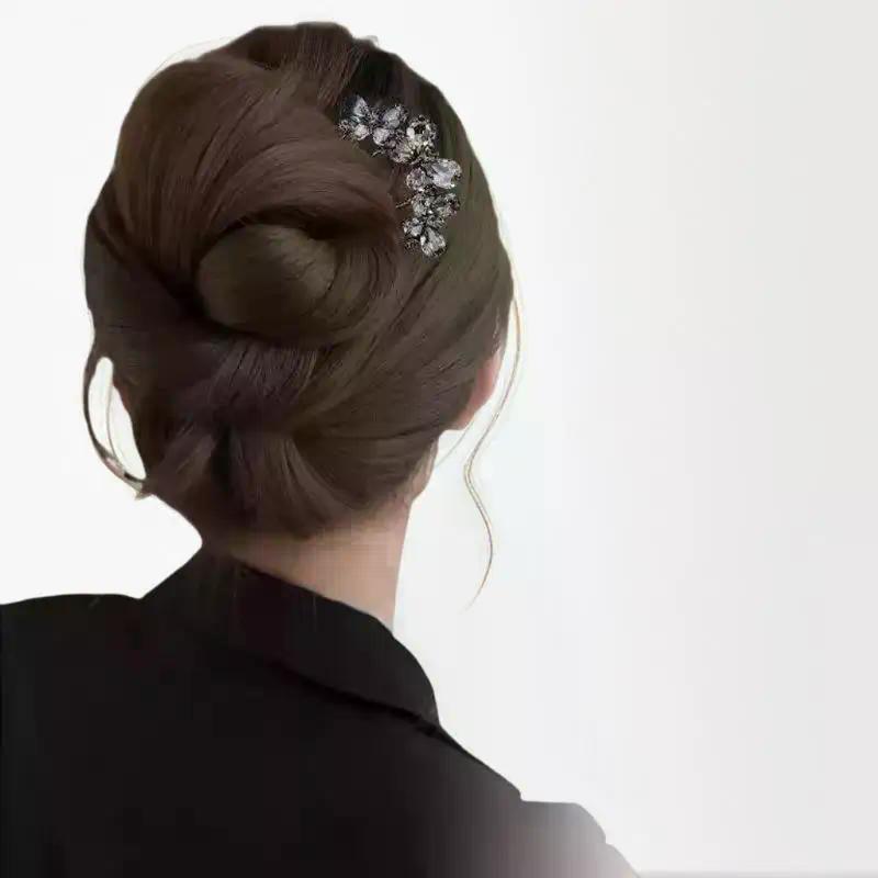 1Pcs Elegant Pearl Flower Hair Combs Pins French Retro Bun Hair Accessories Women Daily U-shaped Hairpin Female Alloy Hair Clasp