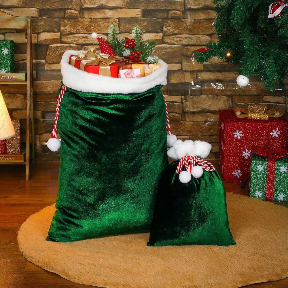 with Drawstring Santa Claus Gift Sack Velvet Christmas Present Bag  Party Supplies