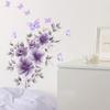 Aesthetic Purple Floral Butterfly Wall Stickers, French Countryside Self-Adhesive Decor for Room Background Wall Decoration