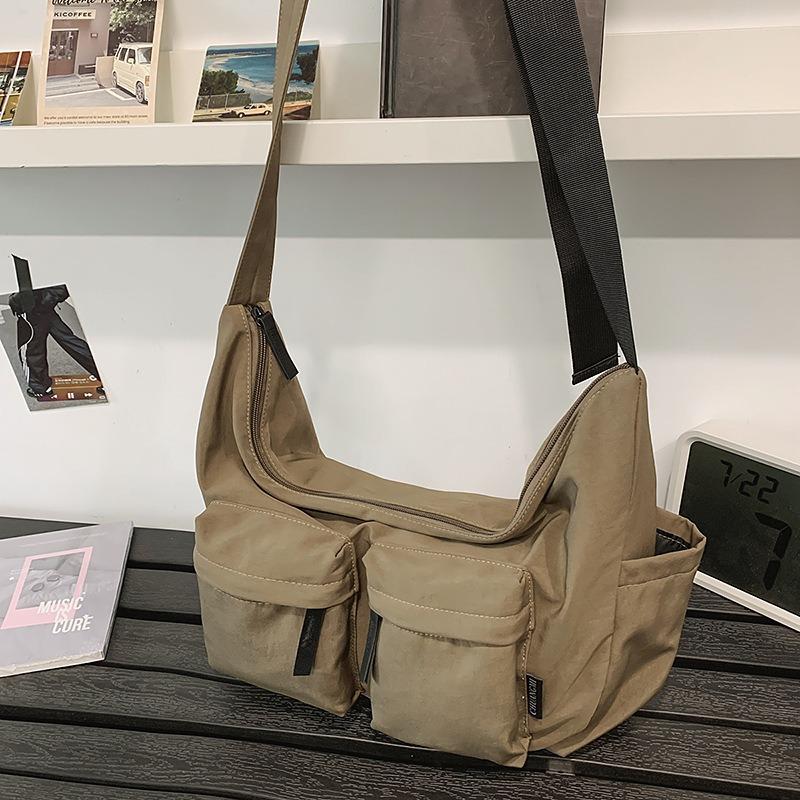 

Нейлоновая тканевая сумка женская большой вместимости новая летняя универсальная нишевая на плечо, сумка-мессенджер для поездок на работу, сумка-пельмень коричневый