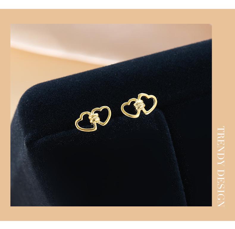 Banyan Tree S925 Silver Sweet Double Heart Earrings for Women