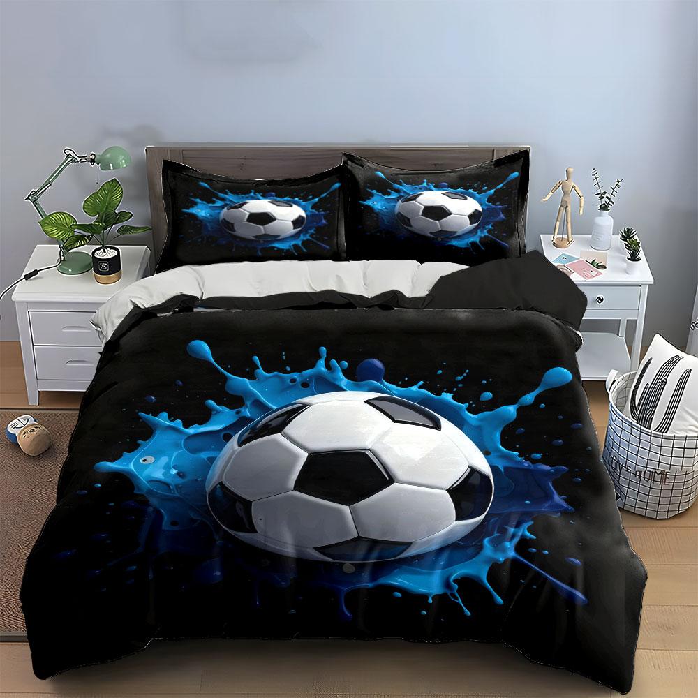 Dynamic Flying Football 3Pcs Bedding Set, Multiple Sizes Kid'S And Adults' Bedroom Exquisite 3Pc Bedding Set, Gift