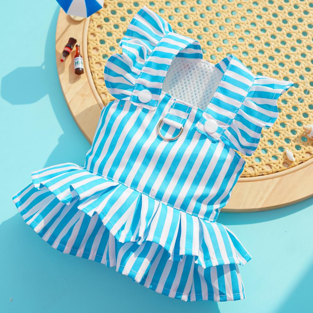 Princess style dog clothes striped cat strap skirt cat dress sub teddy pet clothing dog supplies magic fight
