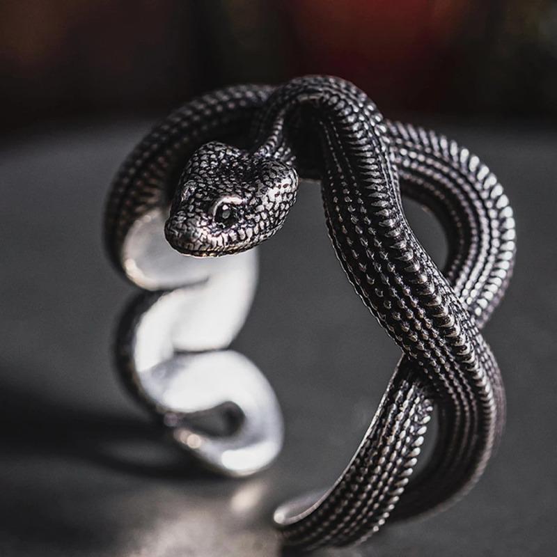 Niche personalized rattlesnake unisex ring, design sense animal alloy opening adjustable south snake element