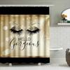 Vogue Eyes Lashes Decorative Shower Curtain For Bathroom Home Decor Waterproof Printed Black Gold White
