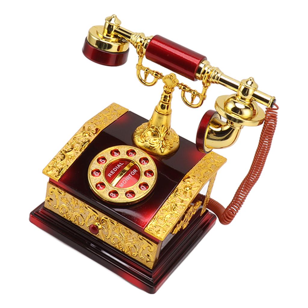 Dial Telephone Shaped Music Box Exquisite Retro Music Jewelry Box for Home Living Room Cafe Bar