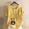 Women's Fashion Panda Print Short Sleeve T-shirt Loose Cotton Shirt Casual Loose Summer Blouse Tops