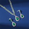 Colorful Crystal Water Drop Necklace & Earring Set for Women - Wedding & Party Jewelry (3 Pcs)