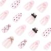 French Almond Glitter Bow Nails - Short Wearable Polka Dot Art Tips with Rhinestones