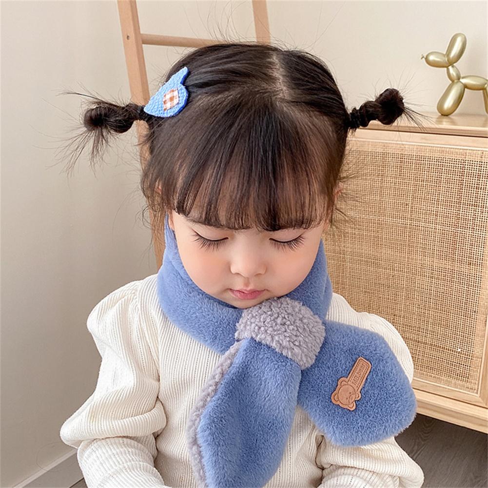 Children's Scarf Solid Color Bow Warm Plush Bib For Autumn Winter