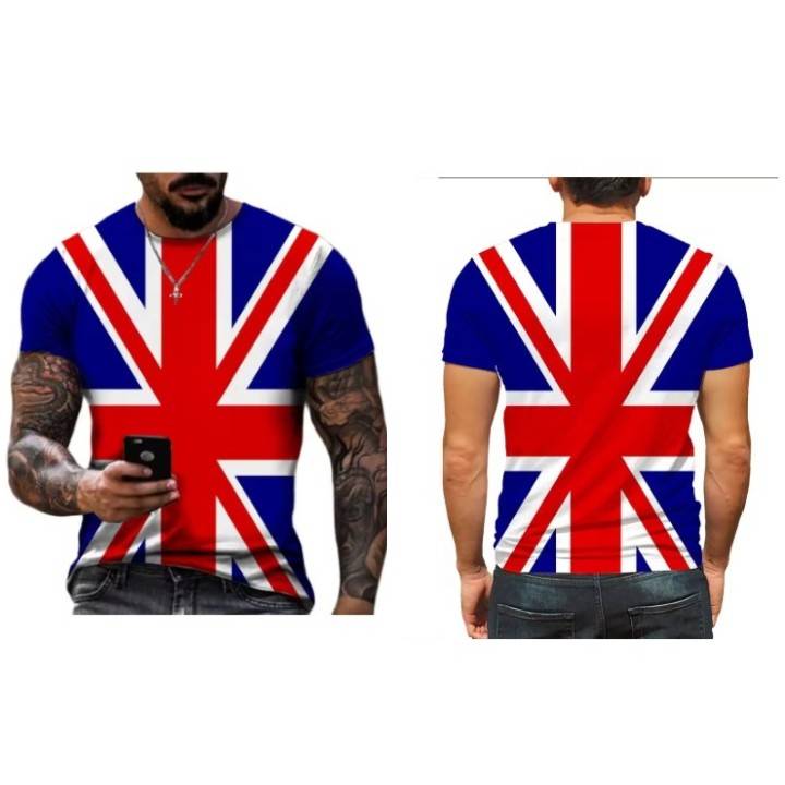 T-shirt JERSEY Football Soccer United Kingdom England UK 3D Print Flag National CHEER Short Sleeve Training Round Neck Sport Uniform Unisex Men Women