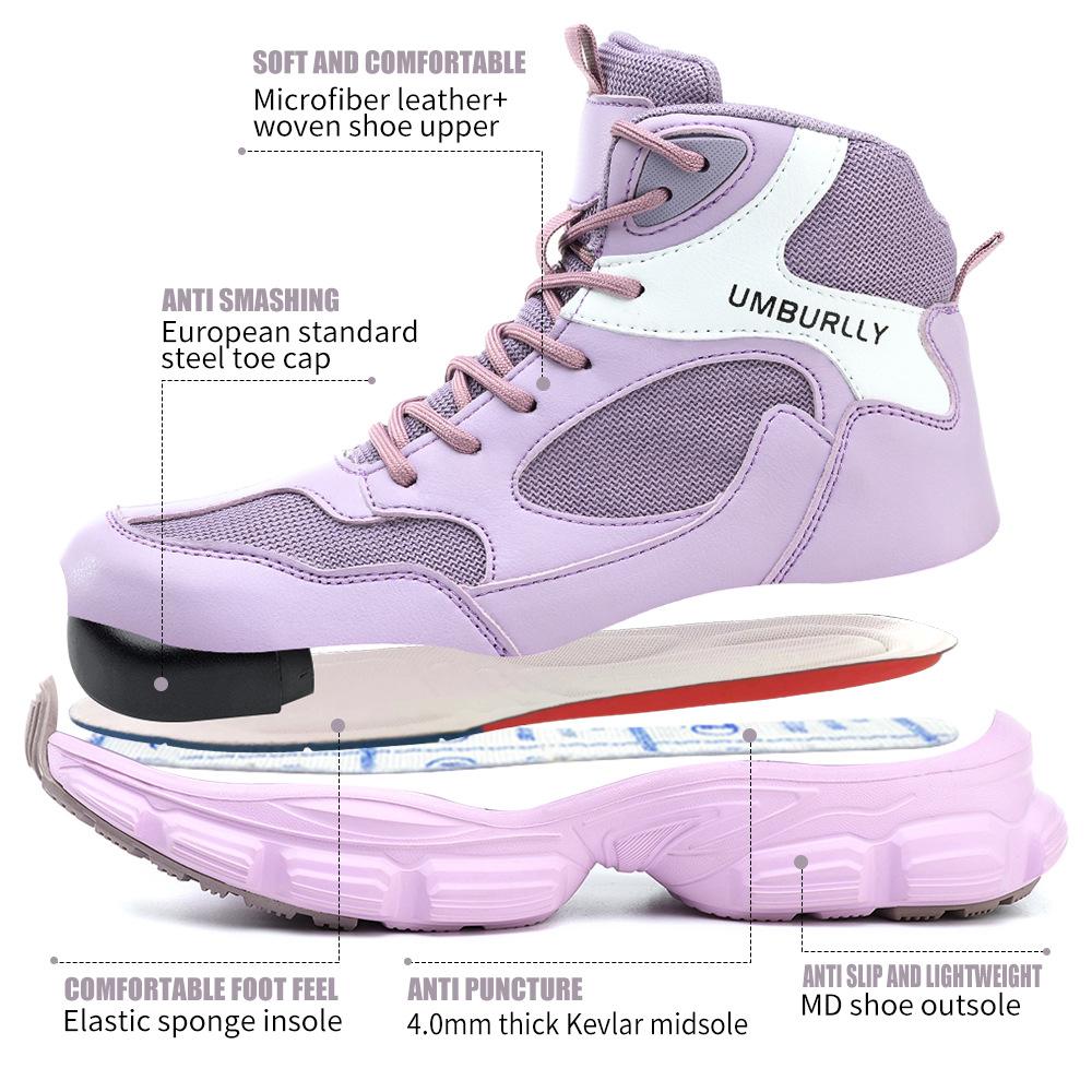 Women'S Work Safety Boots Steel Toe Shoes Anti-Smash Anti Puncture Work Sneakers Protection Shoes Work Boots Security Shoes