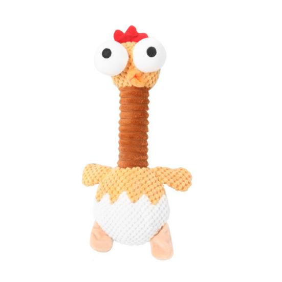 

Pet Toy Extended Neck Chicken Design Plush Dog Toy Tug-of-War Soft Elastic Chewing Toy with Squeaky Sound Puppy Teething Relief Interactive Small Dog жовтий