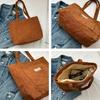 Bolsa de Ombro Feminina de Veludo Cotelê, Bolsa de Mão Casual de Grande Capacidade para Sair Lavável à Máquina com Alça Fixa Forro de Poliéster