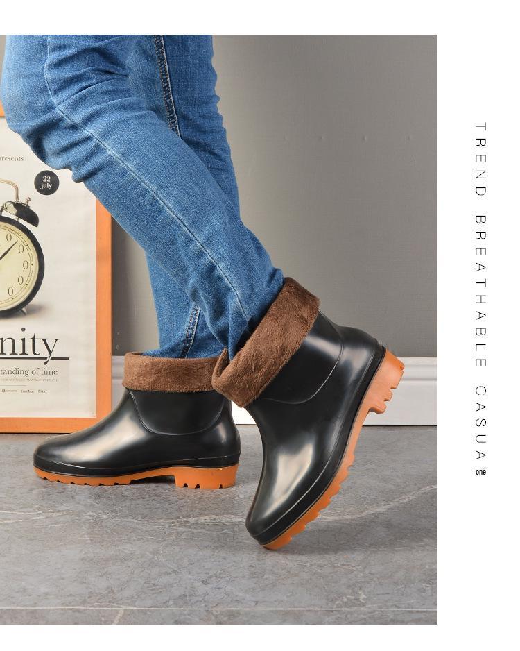 Men's High-Top Waterproof Military Rain Boots with Non-Slip Sole and Labor Protection Rubber Overshoes