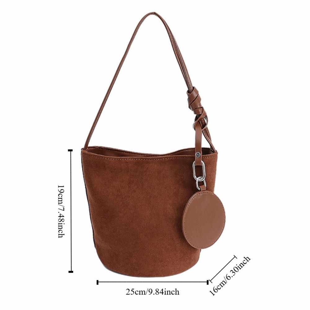 with Round Pendant Slouchy Hobo Bags Shoulder Bag Solid Color Tote Bag  Summer