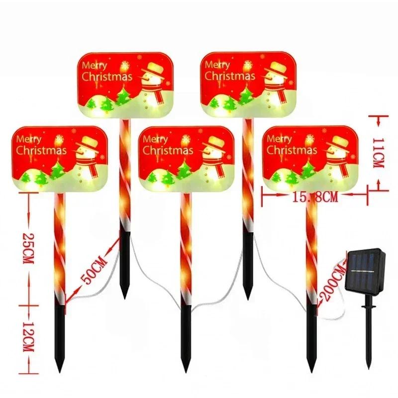 Christmas Outdoor Lawn Light Candy Cane Lights Decorations Waterproof Holiday Ambiance Light Snowman Pathway Lamp for Lawn Yard