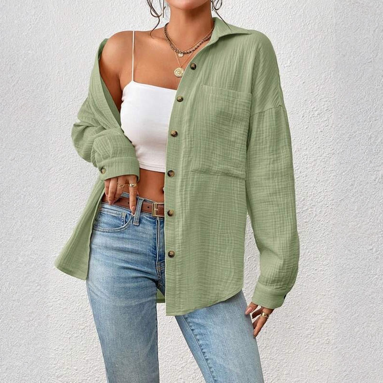 Женская повседневная модная рубашка с опущенными плечами с длинным рукавом L